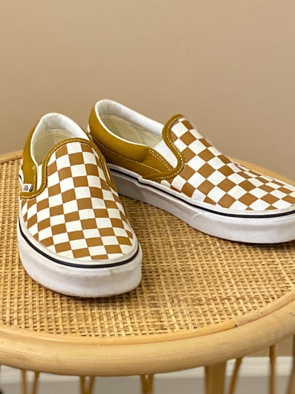 Vans Classic Slip-On Checkerboard Brown & White